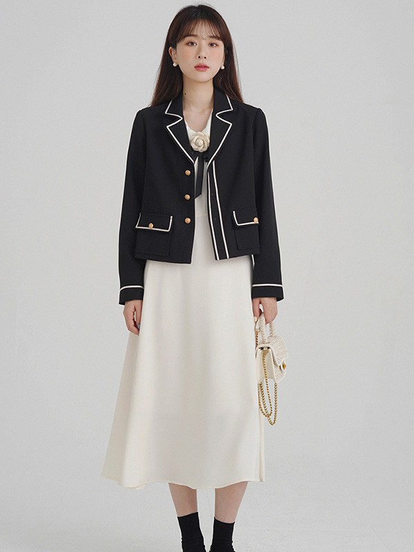 珂倾颜女装2022秋冬季白色连衣裙