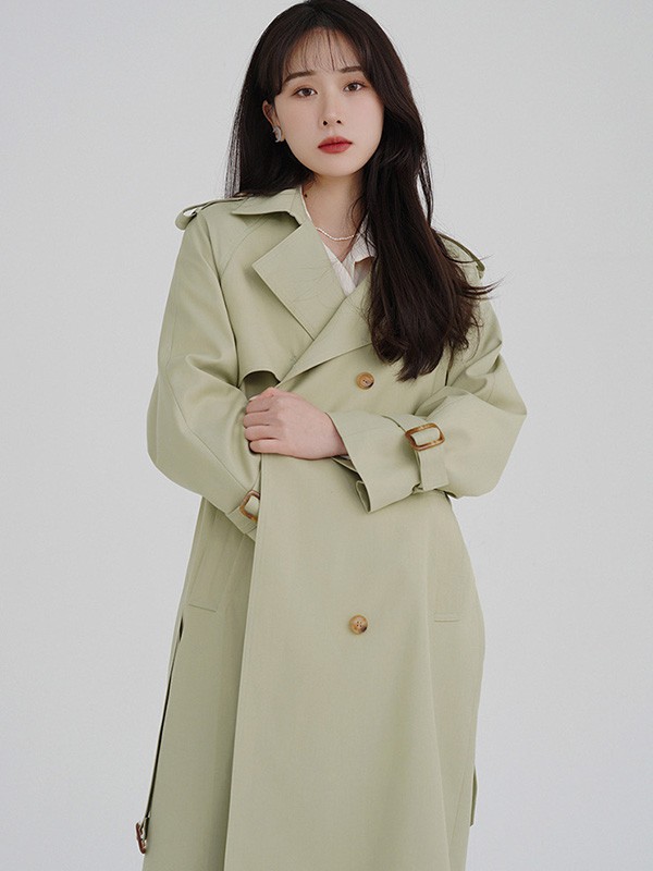 珂倾颜女装2022秋冬季卡其色风衣