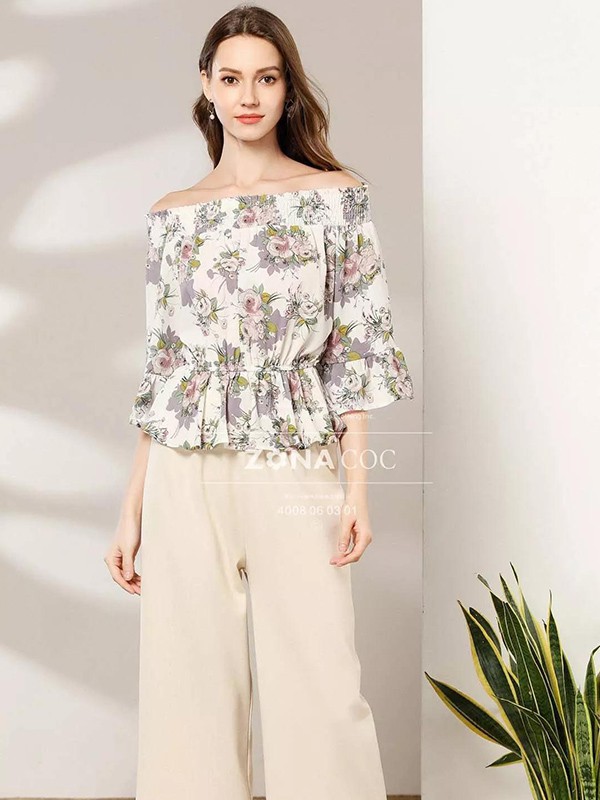 左娜女装2022春夏季米色阔腿裤