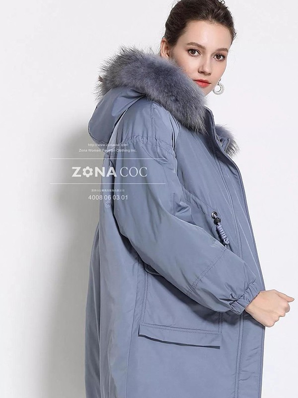 左娜女装2022秋冬季蓝色派克服