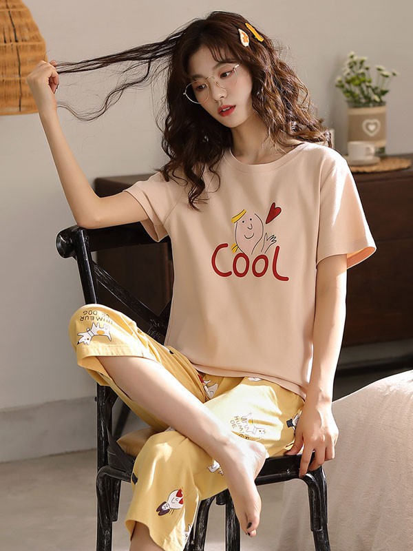 多拉美2022春夏季米色家居服