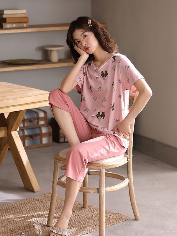 多拉美2022春夏季粉色家居服