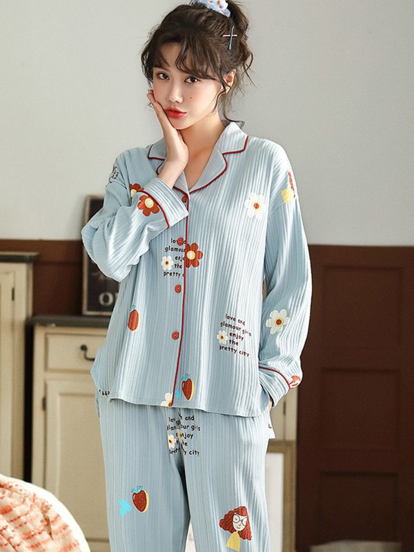 多拉美2022秋冬季蓝色家居服