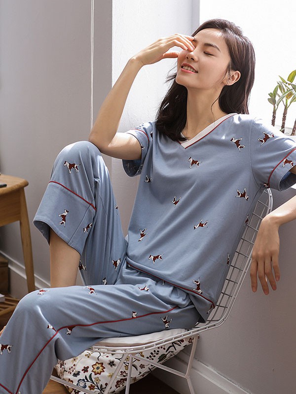 多拉美2022秋冬季蓝色家居服