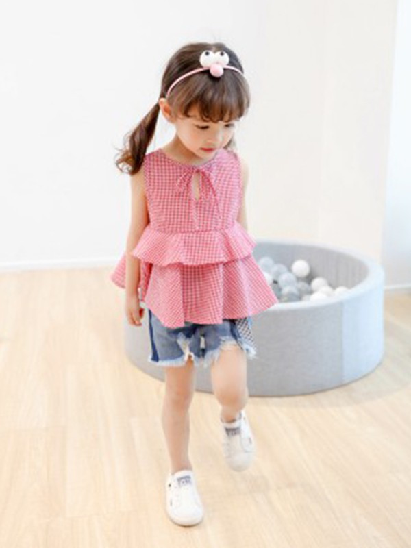 爱西西童装2023春夏季粉色背心