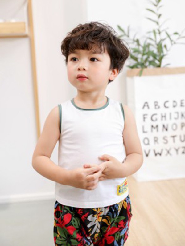 爱西西童装2023春夏季白色背心
