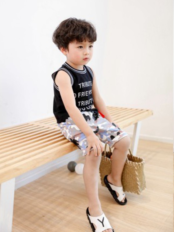 爱西西童装2023春夏季黑色背心