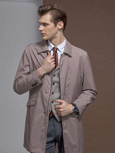 所罗男装2022秋冬季棕色风衣