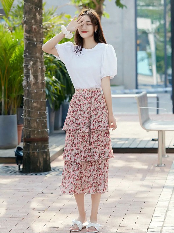 提图斯女装2023春夏季粉色半身裙