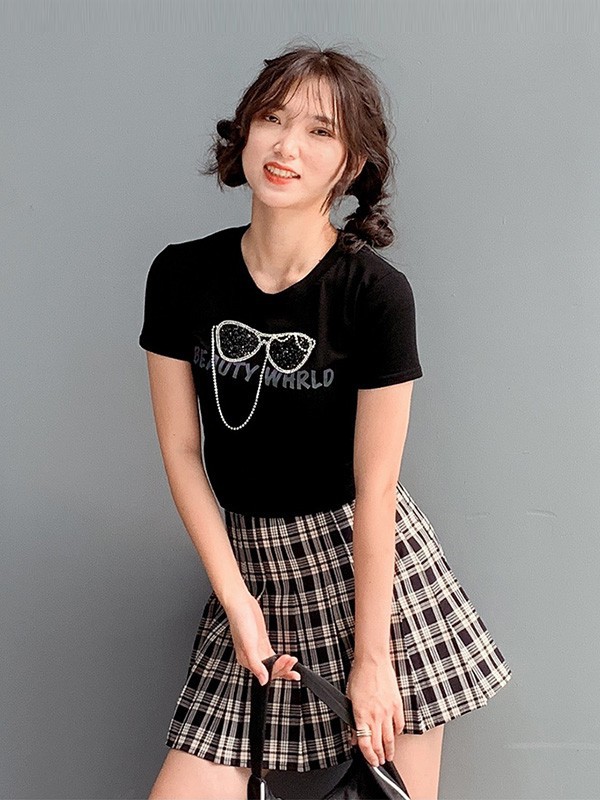 提图斯女装2023春夏季黑色T恤