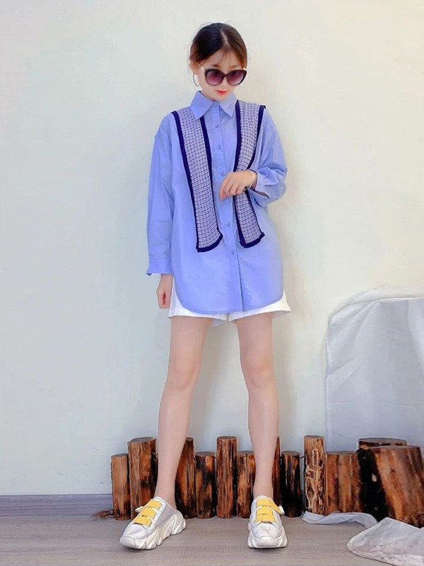 幻彩四季女装2023春夏季紫色衬衫