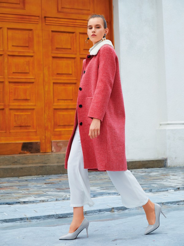 EI.女装2022秋冬季粉色连衣裙