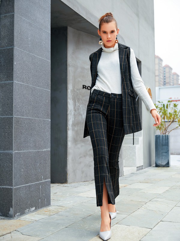 EI.女装2022秋冬季黑色阔腿裤