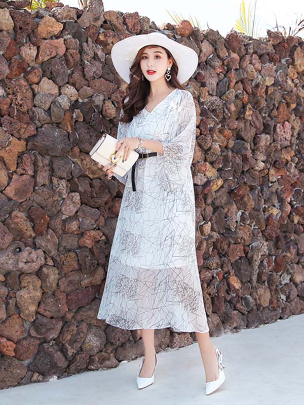 EI.女装2023春夏季白色连衣裙