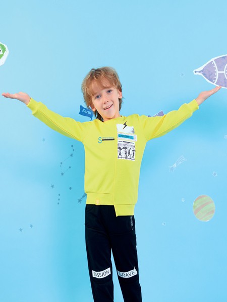 欧布豆童装2022秋冬季黄色T恤