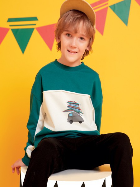 欧布豆童装2022秋冬季绿色T恤