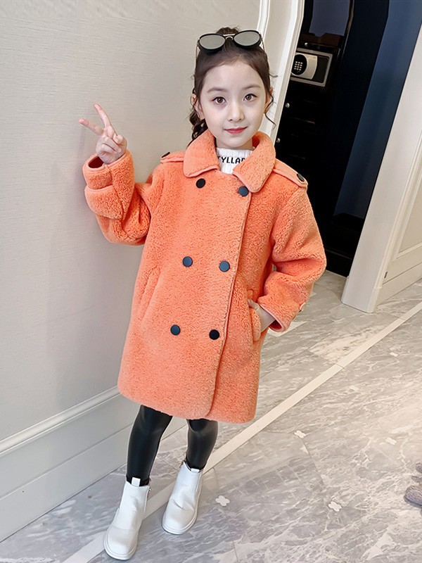 黑尼木木童装2022秋冬季橙色大衣