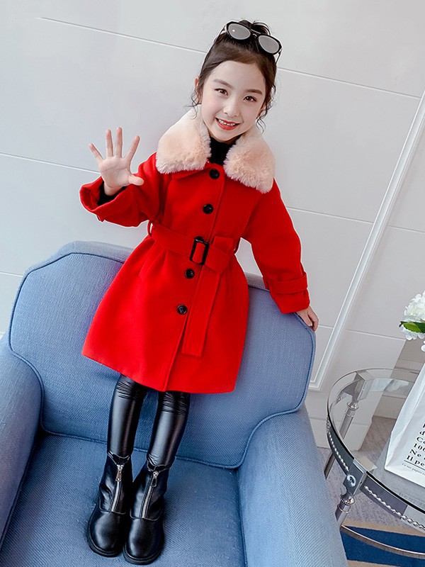 黑尼木木童装2022秋冬季红色大衣