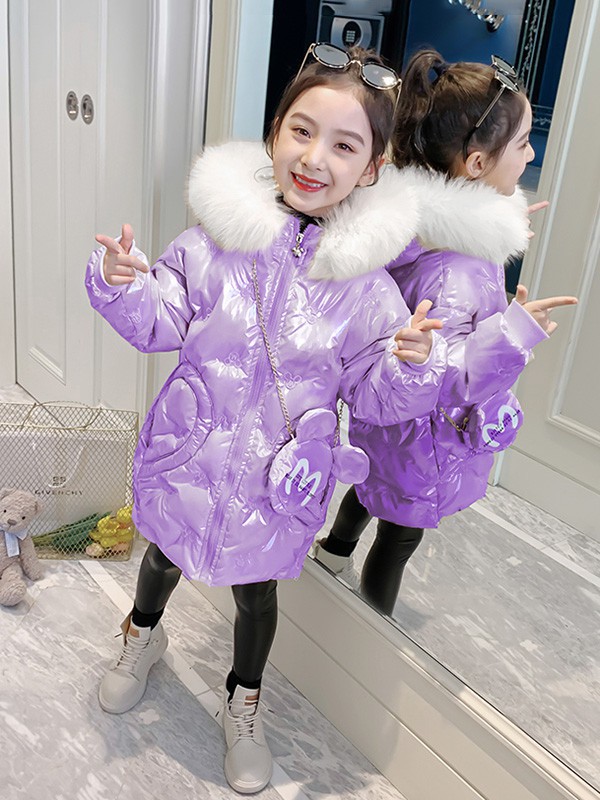 黑尼木木童装2022秋冬季紫色羽绒服