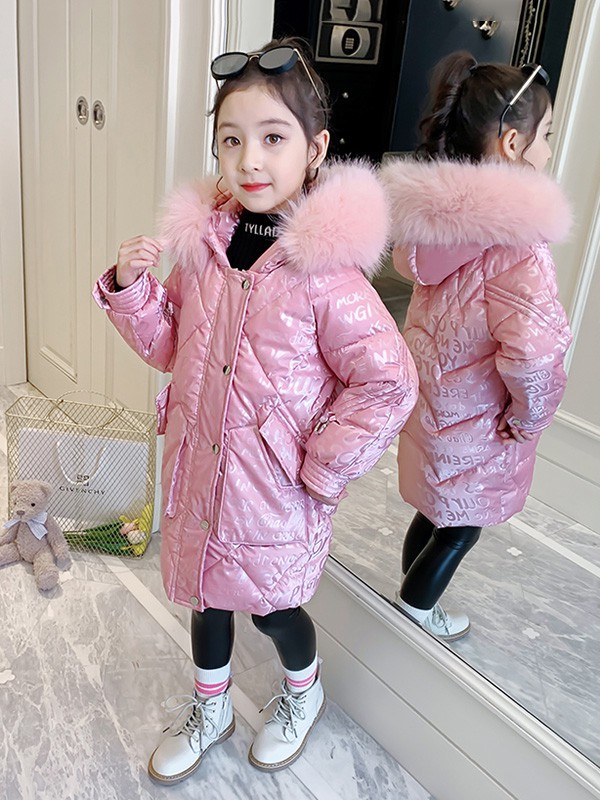 黑尼木木童装2022秋冬季粉色棉服