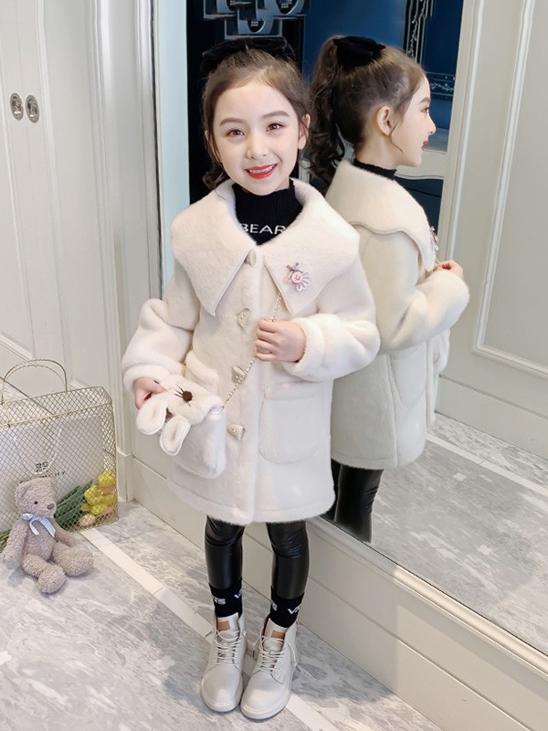 黑尼木木童装2022秋冬季白色大衣