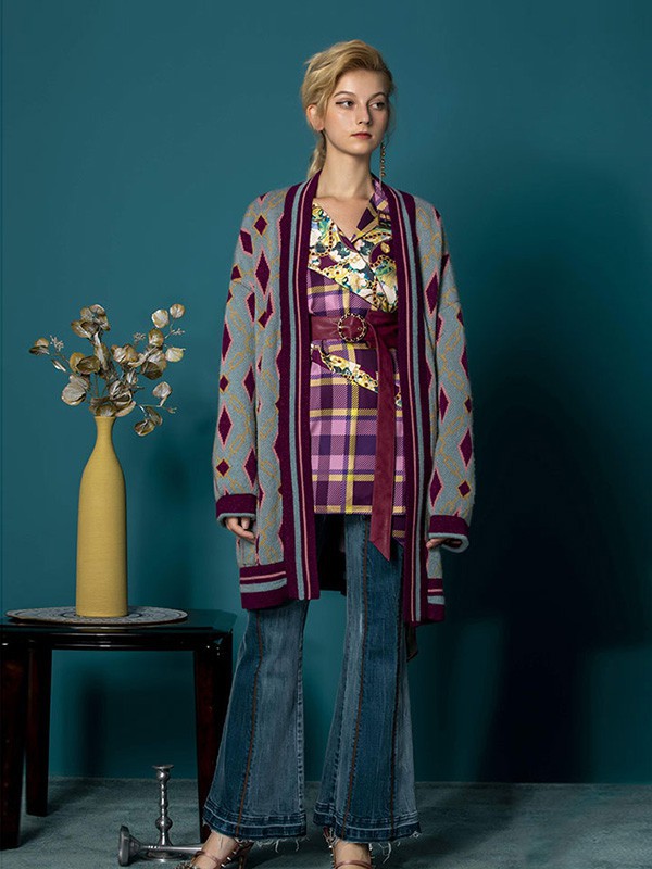 OceanFlame女装2022秋冬季藏蓝色喇叭裤