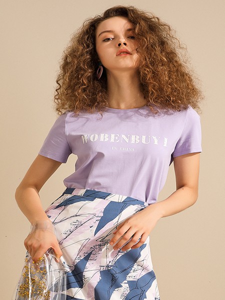 我本布衣2022秋冬季紫色T恤