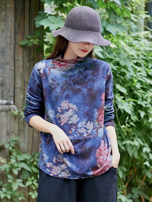 识衣纪女装2022秋冬季蓝色上衣