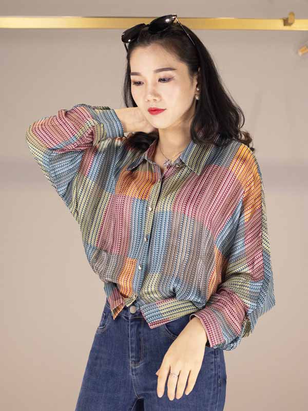 范卡图女装2023春夏季蓝色衬衫