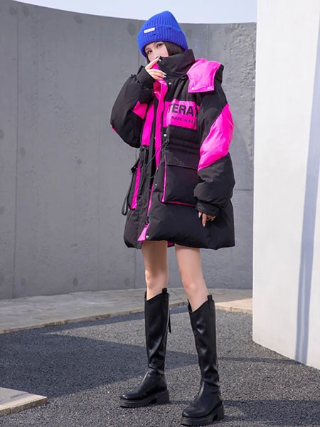 美丽穿女装2022秋冬季拼色棉服