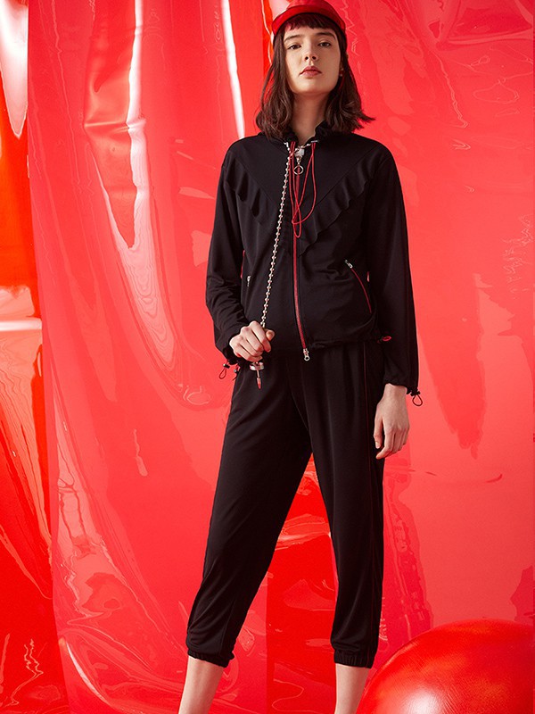 汝菓女装2022秋冬季黑色长裤