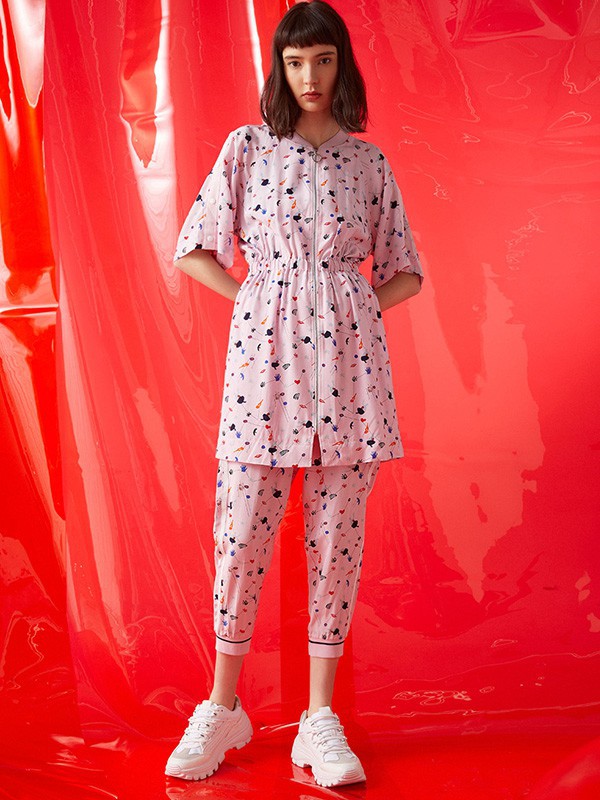 汝菓女装2022秋冬季粉色九分裤