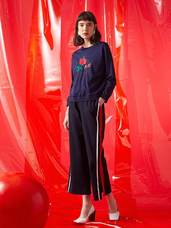 汝菓女装2022秋冬季黑色阔腿裤