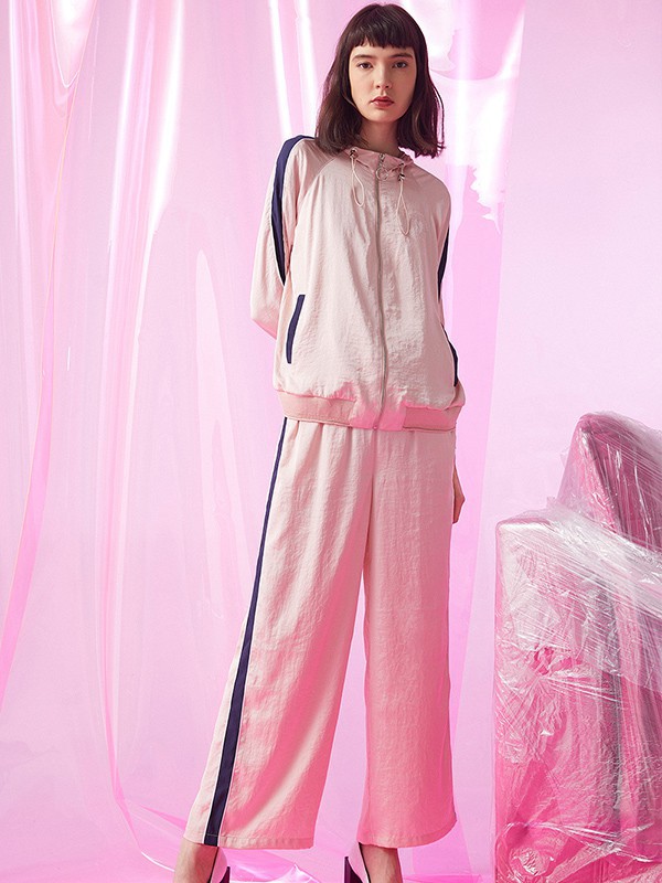 汝菓女装2022秋冬季粉色阔腿裤