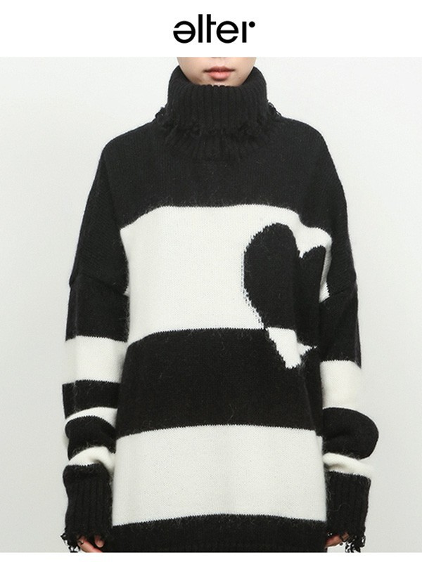Alter女装2022秋冬季拼色毛衣