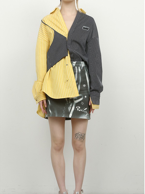 Alter女装2022秋冬季拼色衬衫