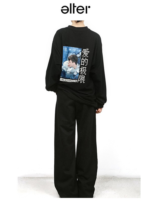 Alter女装2022秋冬季黑色阔腿裤