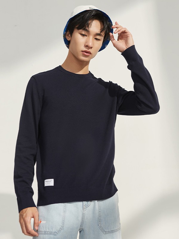 A21休闲装2023春夏季藏蓝色T恤