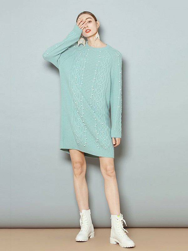 皮皮狗女装2022秋冬季蓝色连衣裙