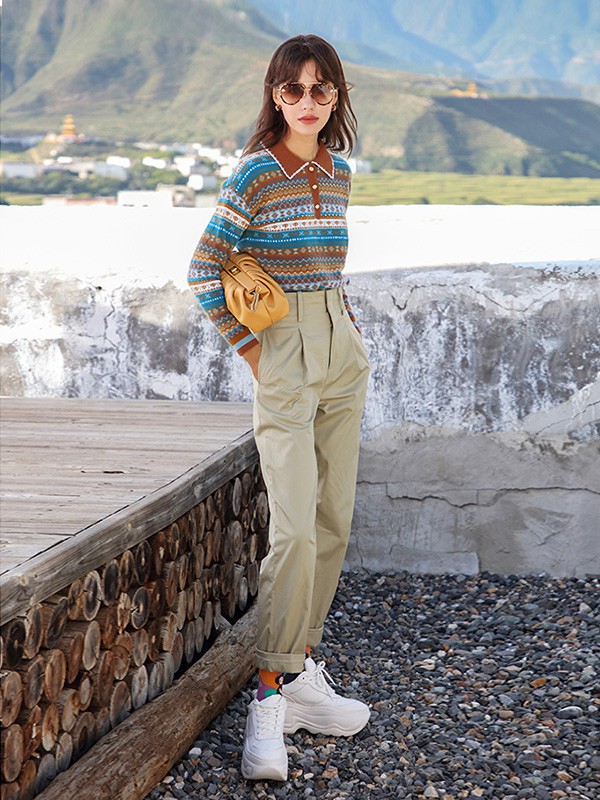 皮皮狗女装2022秋冬季灰色长裤