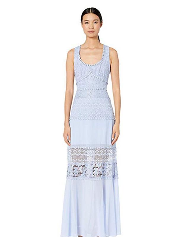 安妮克莱因女装2023春夏季蓝色吊带裙