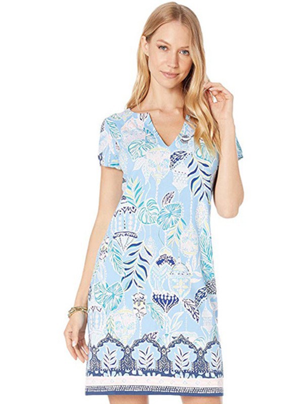 安妮克莱因女装2023春夏季蓝色连衣裙