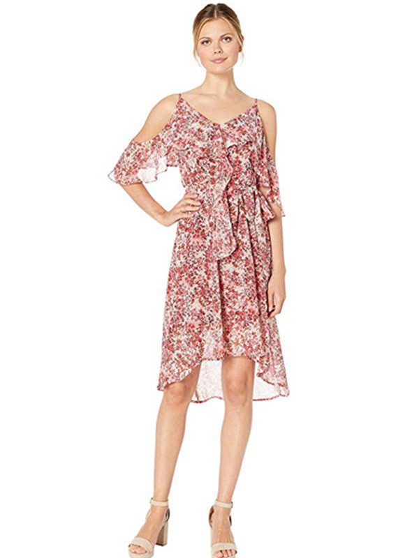 安妮克莱因女装2023春夏季粉色连衣裙