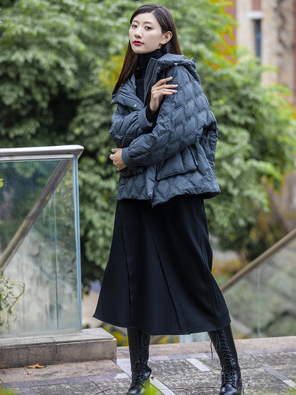 氏伽女装2022秋冬季黑色棉服