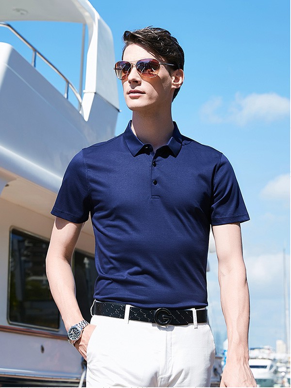 港士龙2023春夏季藏蓝色polo衫