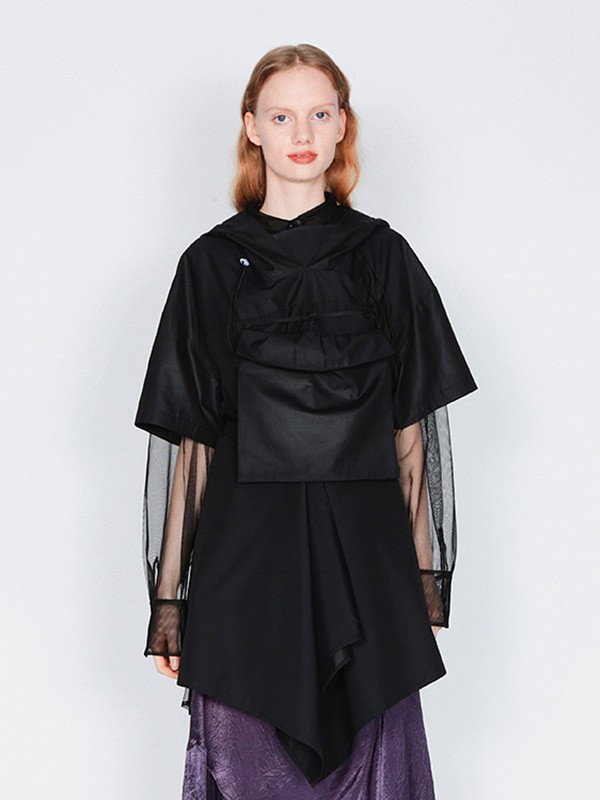 THISNORTHAT女装2023春夏季黑色上衣