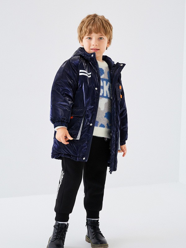 迪士尼宝宝童装2022秋冬季黑色棉服