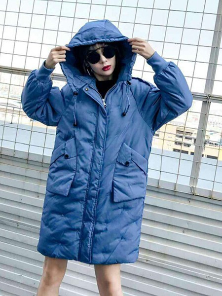 美兰娇丽女装2022秋冬季蓝色棉服