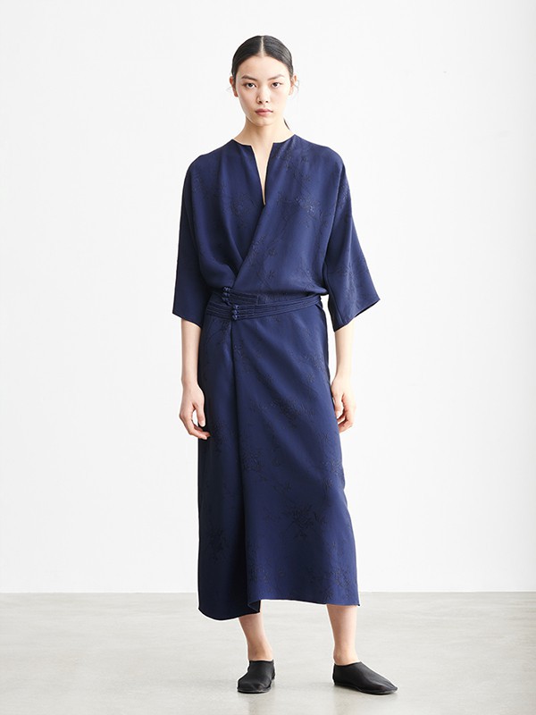 msmin2022秋冬季藏蓝色连衣裙