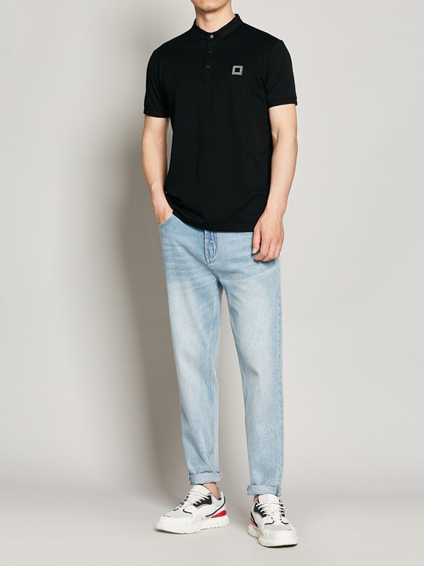 墨麦客男装2022秋冬季黑色polo衫